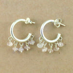 将图像加载到图库查看器中， 925 Sterling Silver Rose Quartz Hoop Earrings for Women
