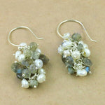将图像加载到图库查看器中， 925 Silver Freshwater Pearl &amp; Labradorite Earrings for Women
