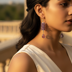 Load image into Gallery viewer, Amethyst Drop Earrings | 925 Silver Cluster Earrings for Women
