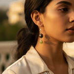 Load image into Gallery viewer, Silver Pearl &amp; Peridot Drop Earrings for Women | Dangle Earrings
