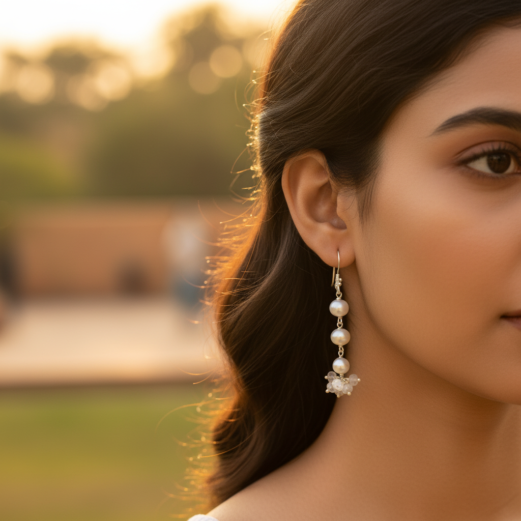 925 Silver Pearl Drop Earrings for Women | Elegant Jewelry