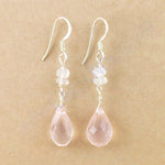 将图像加载到图库查看器中， 925 Silver Rose Quartz Drop Earrings for Women | Gemstone Jewelry
