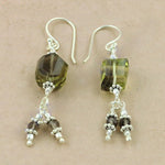 将图像加载到图库查看器中， 925 Silver Green Gemstone Earrings for Women | Dangle Jewelry
