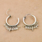 将图像加载到图库查看器中， 925 Silver Moonstone Hoop Earrings | Women's Dangle Jewelry
