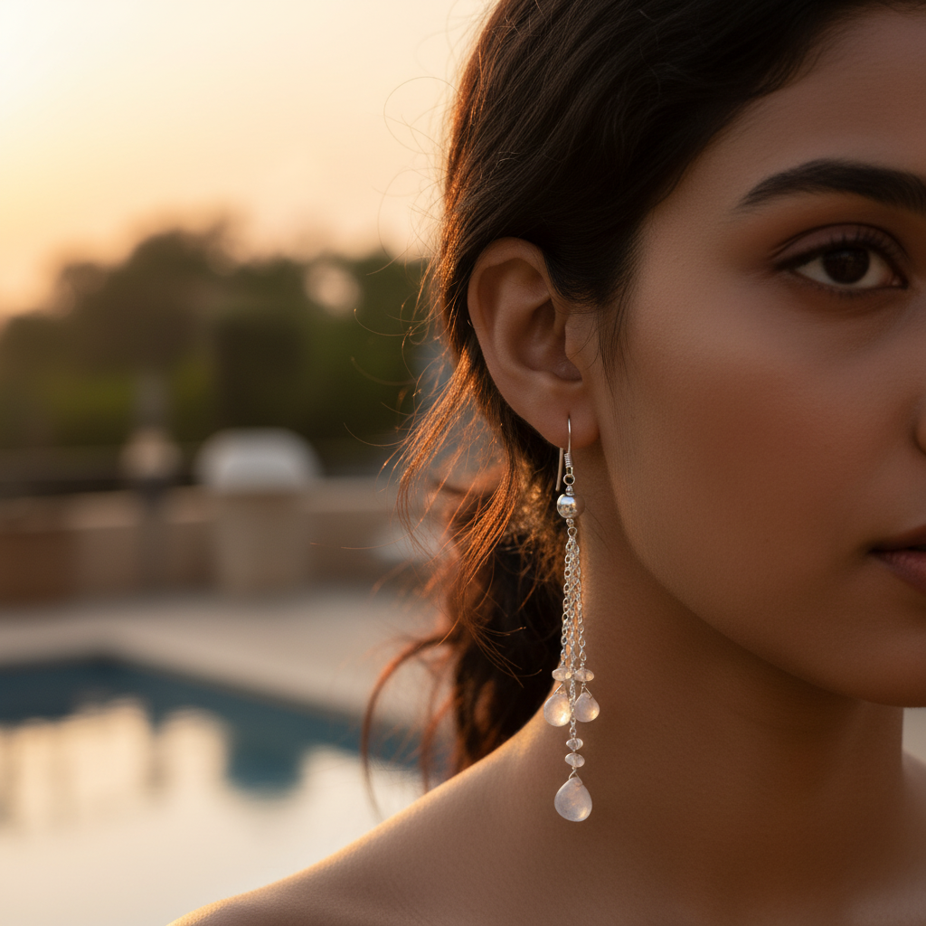 925 Silver Moonstone Dangle Earrings for Women | Gift Jewelry