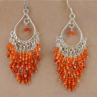 925 Sterling Silver Carnelian Chandelier Earrings | Women's Jewelry