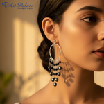 Load image into Gallery viewer, 925 Silver Pearl &amp; Black Bead Dangle Earrings for Women
