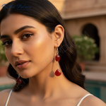 Load image into Gallery viewer, Red Carnelian Drop Earrings - 925 Silver Dangle Earrings for Women
