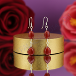 Load image into Gallery viewer, Red Carnelian Drop Earrings - 925 Silver Dangle Earrings for Women
