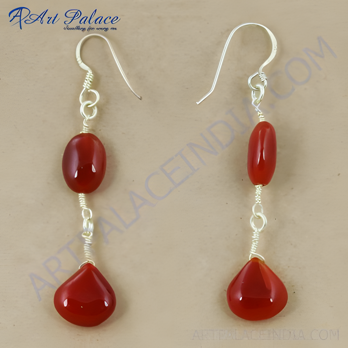 925 silver dangle earrings with red carnelian gemstones