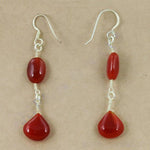 将图像加载到图库查看器中， Red Carnelian Drop Earrings - 925 Silver Dangle Earrings for Women
