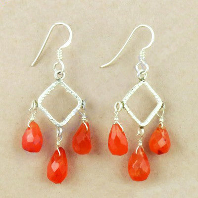 925 Silver Red Carnelian Drop Earrings for Women | Dangle