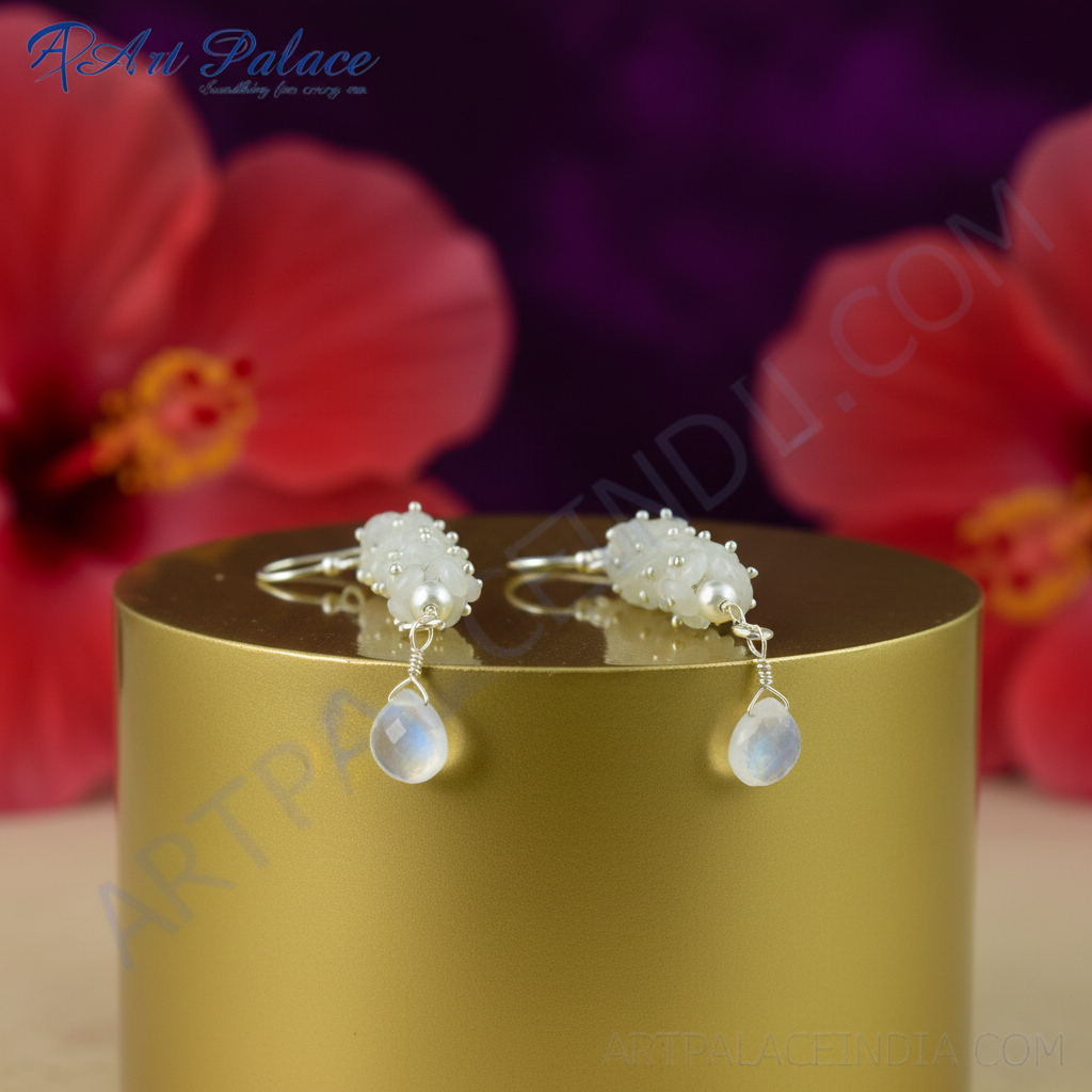 925 Silver Moonstone Drop Earrings for Women | Dangle Earrings