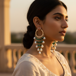 Load image into Gallery viewer, 925 Silver Pearl &amp; Turquoise Dangle Earrings | Women&#39;s Jewelry
