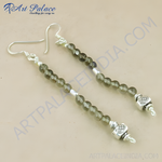 将图像加载到图库查看器中， 925 sterling silver dangle earrings with smoky quartz beads. These earrings are perfect for a special occasion.
