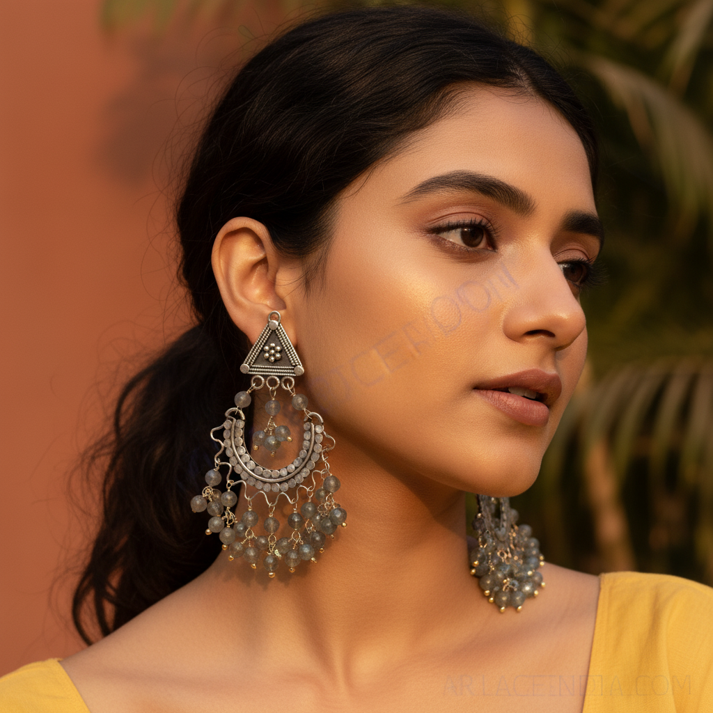 925 Silver Labradorite Dangle Earrings | Women's Bohemian Jewelry