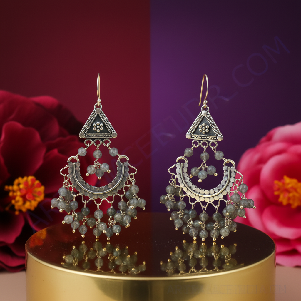 925 Silver Labradorite Dangle Earrings | Women's Bohemian Jewelry