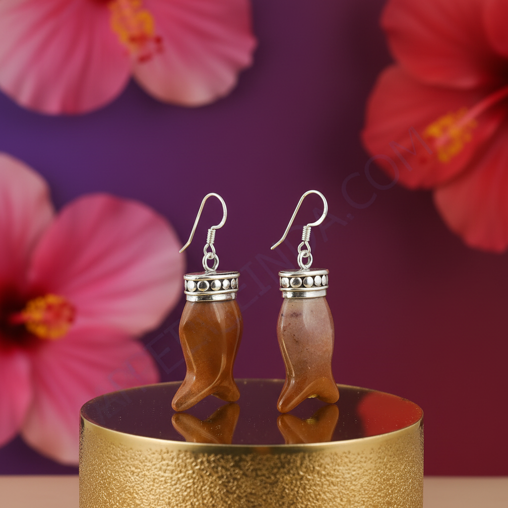 Silver Fish Earrings | Gemstone Dangle Earrings for Women