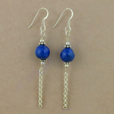 925 Silver Blue Gemstone Dangle Earrings for Women | Gift