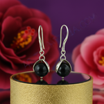 Load image into Gallery viewer, Silver Black Onyx Ball Earrings for Women | Daily Wear Jewelry
