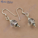 Load image into Gallery viewer, 925 sterling silver dangle earrings with clear crystal beads and hook closures.
