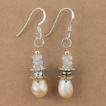 将图像加载到图库查看器中， 925 Silver Pearl &amp; Moonstone Drop Earrings for Women | Gift
