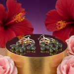 Load image into Gallery viewer, Silver Dangle Earrings with Green Gemstones | For Women
