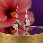 Load image into Gallery viewer, Rose Quartz &amp; Pearl Cluster Earrings | 925 Silver | Gift for Her
