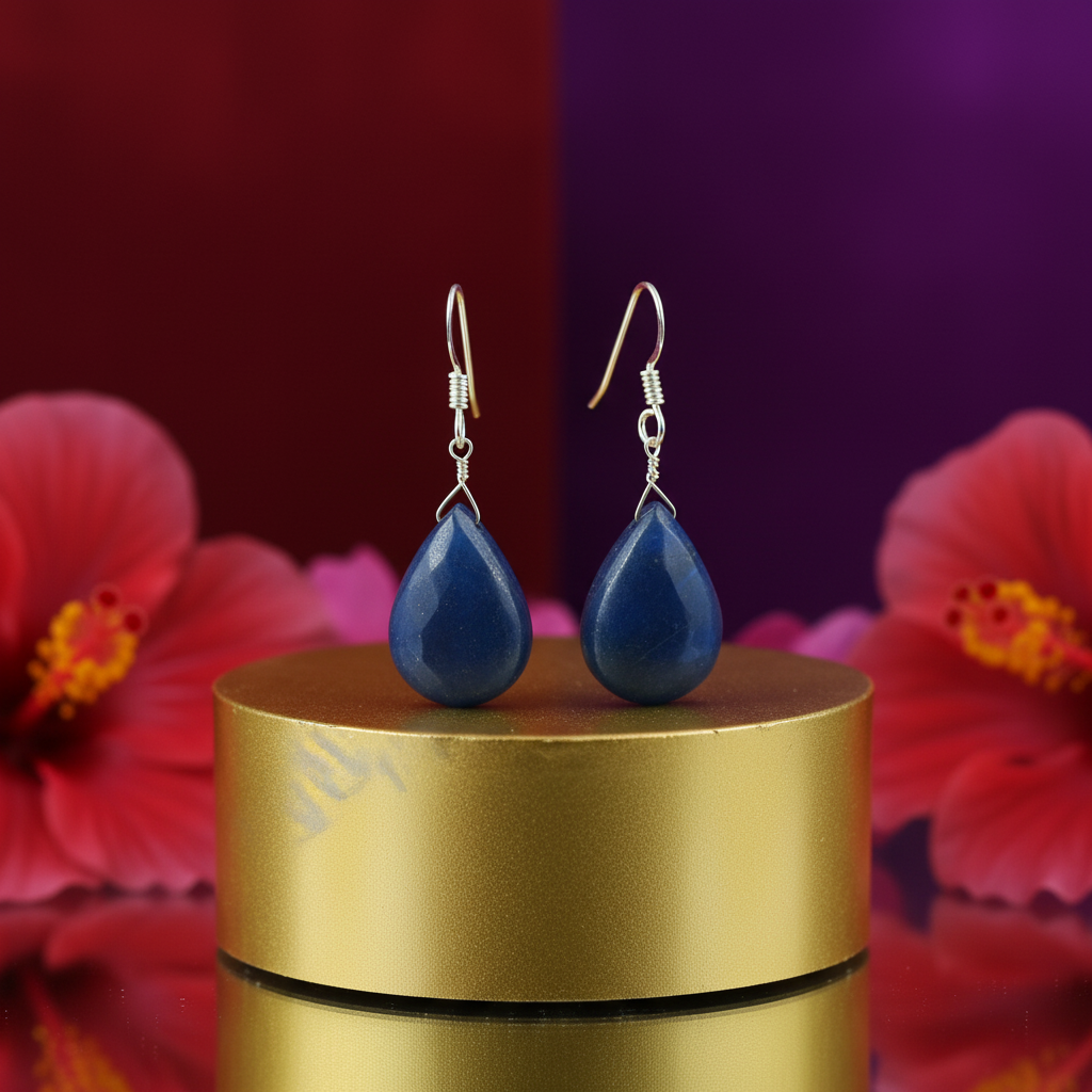925 silver lapis lazuli teardrop earrings for women
