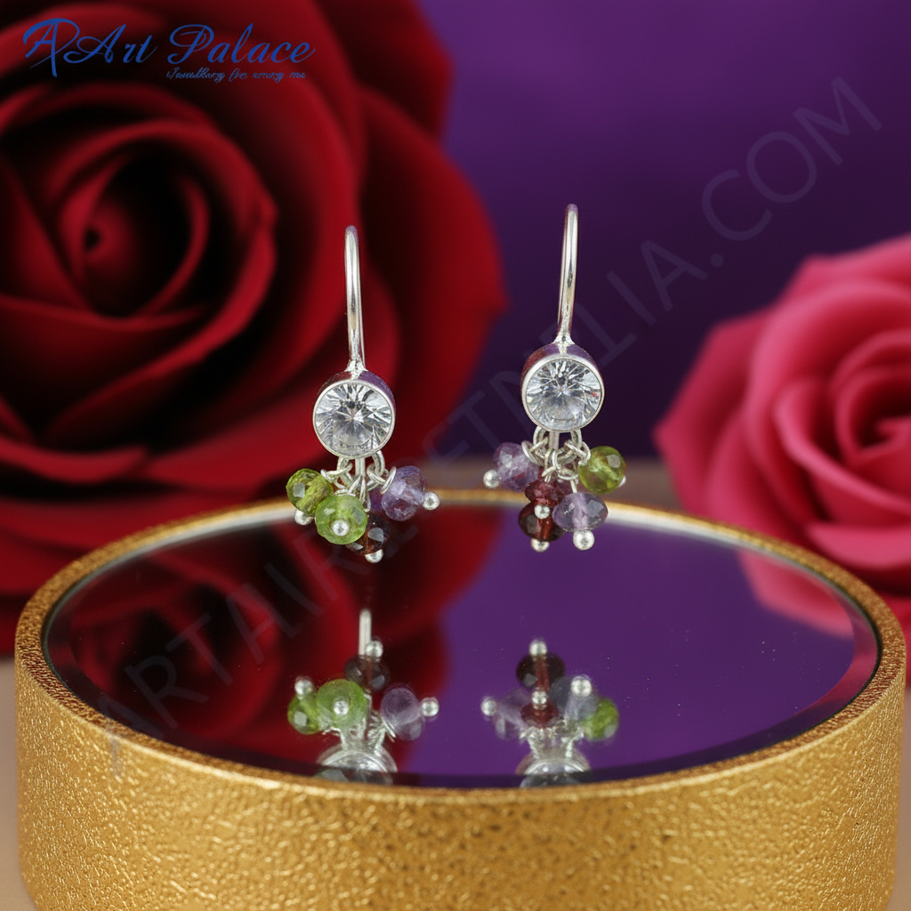 925 silver gemstone dangle earrings | women's jewelry gift