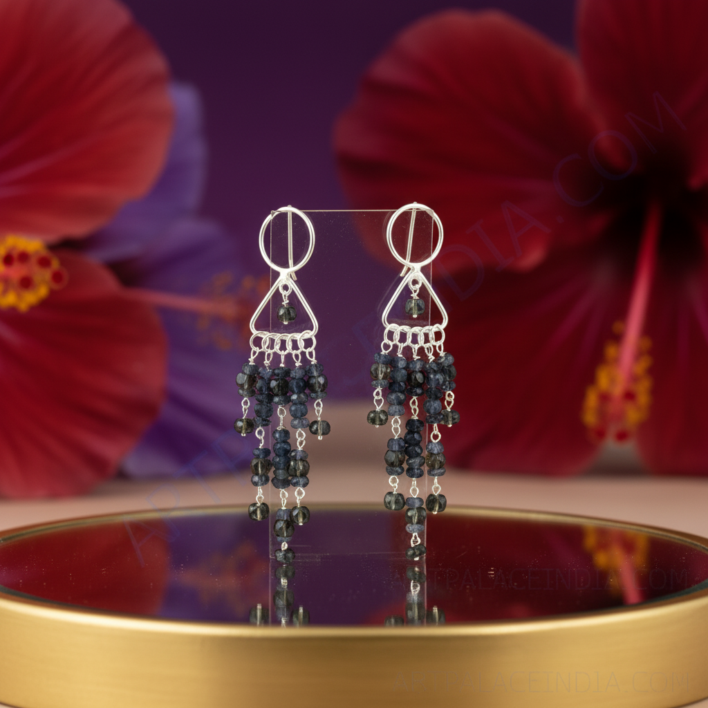 925 silver iolite drop earrings for women | gemstone jewelry
