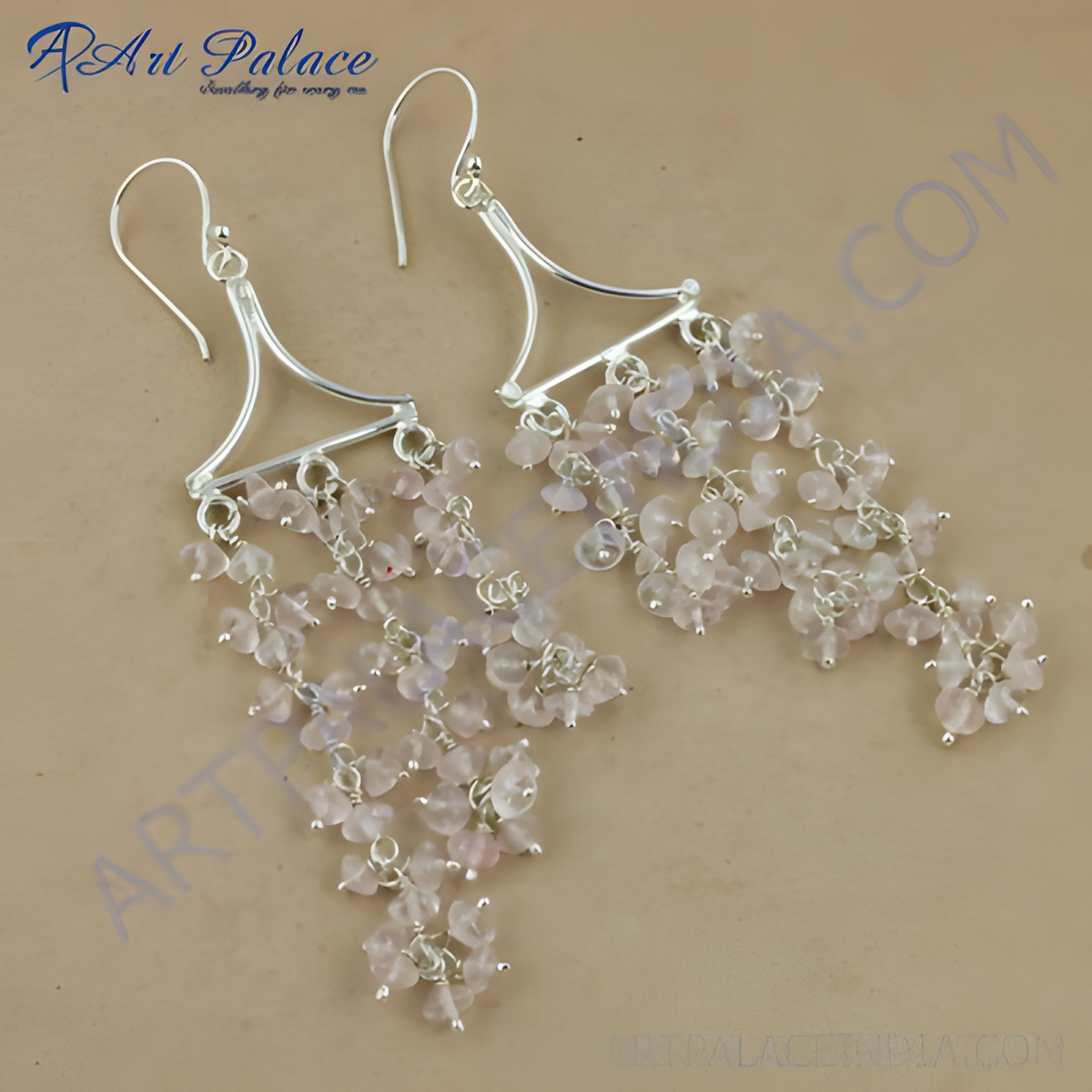 925 sterling silver dangle earrings with pink rose quartz gemstones, elegant and feminine