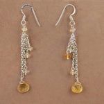 将图像加载到图库查看器中， 925 Silver Citrine Dangle Earrings for Women | Gemstone Jewelry

