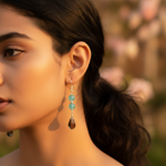 将图像加载到图库查看器中， 925 Silver Blue &amp; Smoky Quartz Dangle Earrings for Women
