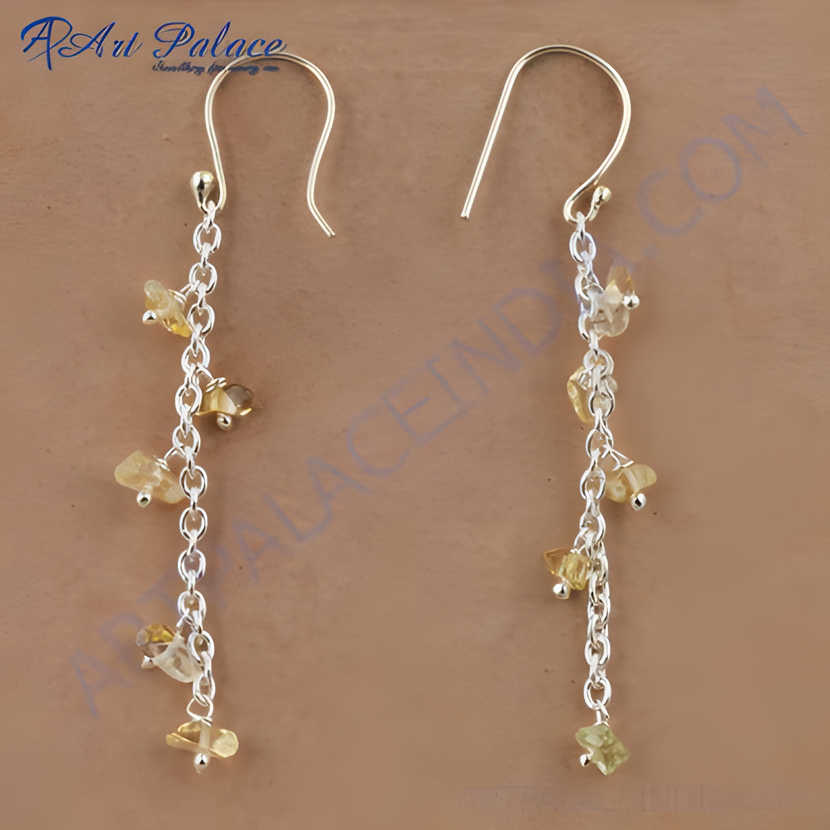 925 sterling silver dangle earrings with yellow citrine gemstones, perfect for any occasion