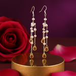 Load image into Gallery viewer, 925 Silver Pearl &amp; Citrine Drop Earrings for Women | Dangle Earrings

