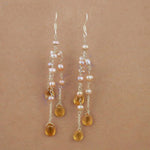 将图像加载到图库查看器中， 925 Silver Pearl &amp; Citrine Drop Earrings for Women | Dangle Earrings
