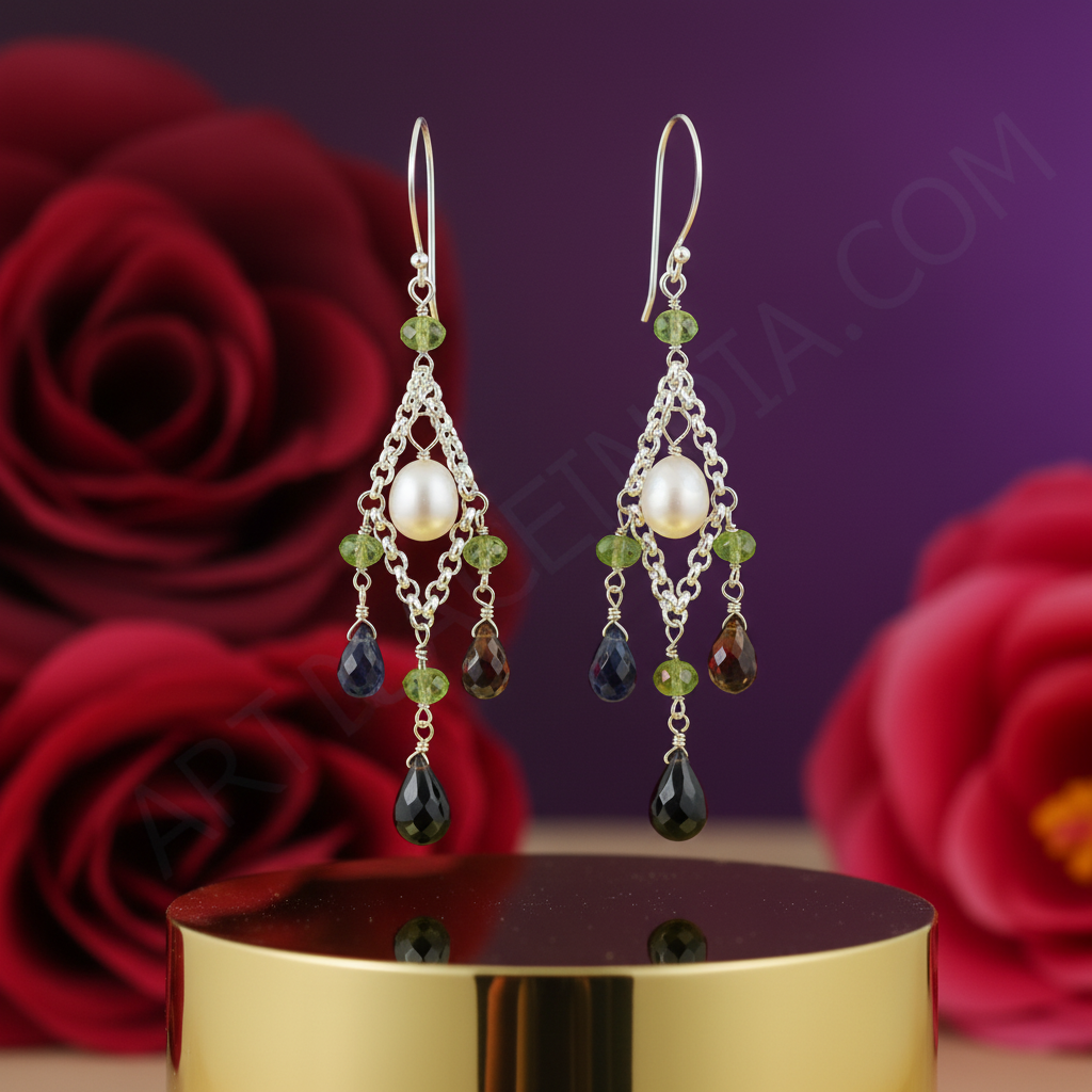 925 silver gemstone dangle earrings for women | gift jewelry
