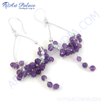 Load image into Gallery viewer, 925 silver drop earrings featuring multiple amethyst gemstones, perfect for women.
