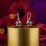 Load image into Gallery viewer, Silver Wire Wrap Garnet Earrings | For Women | Daily Wear
