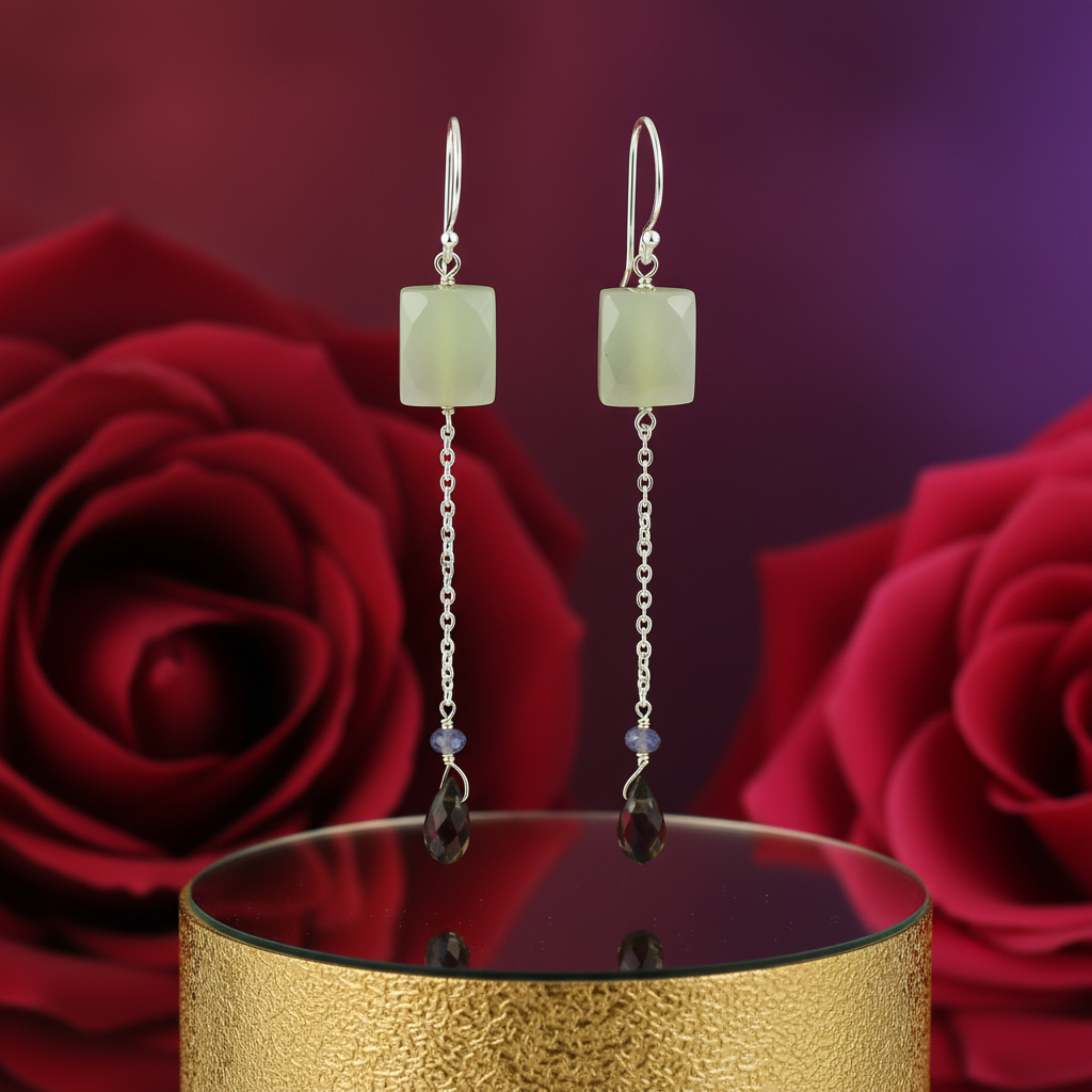 Silver dangle earrings with smokey quartz | women's fashion jewelry