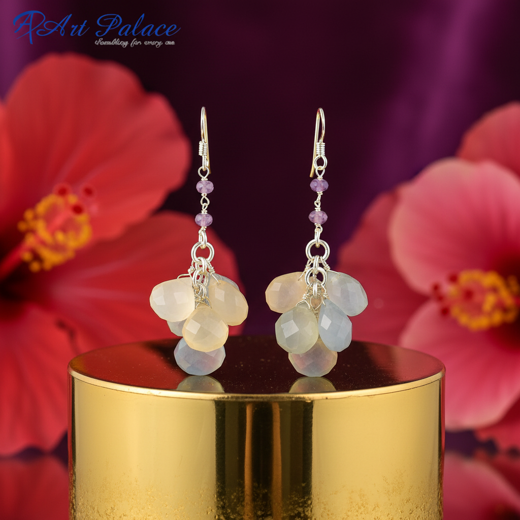 925 silver gemstone drop earrings for women | dangle earrings