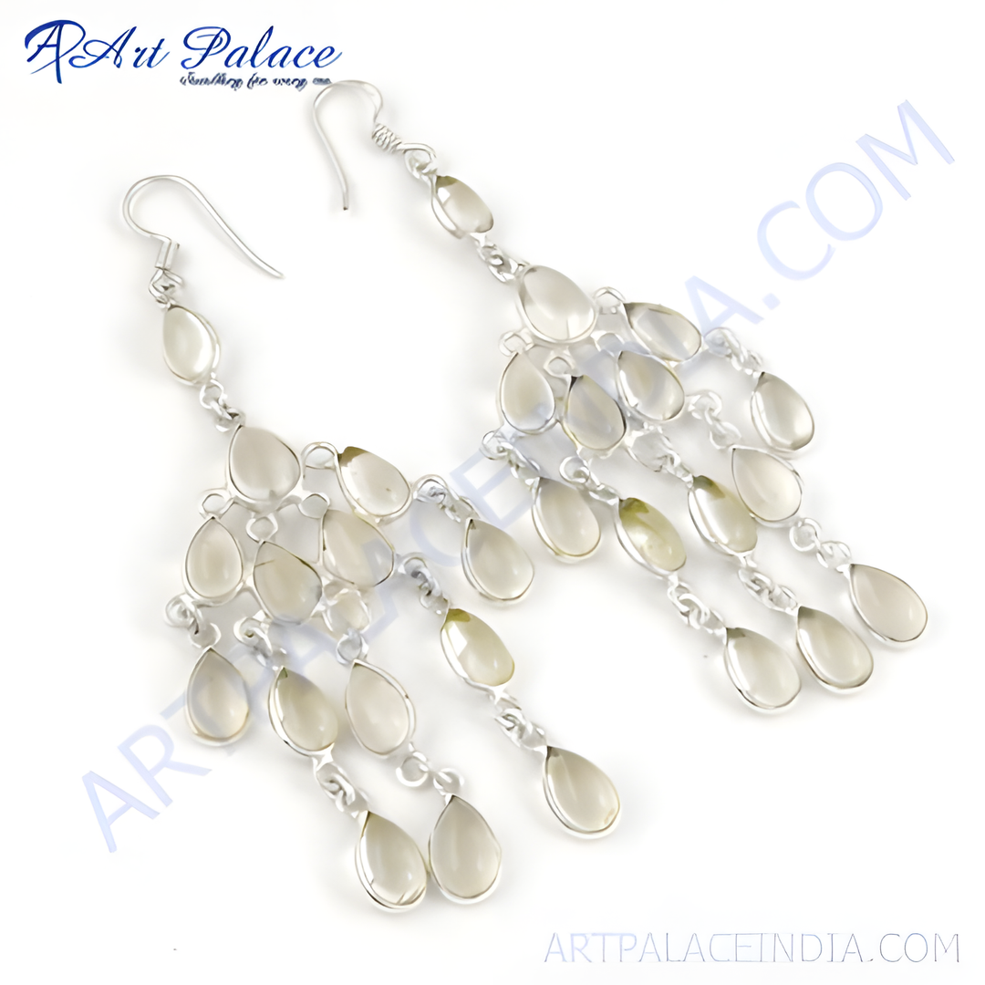 925 sterling silver chandelier drop earrings with teardrop gemstones, perfect for women.