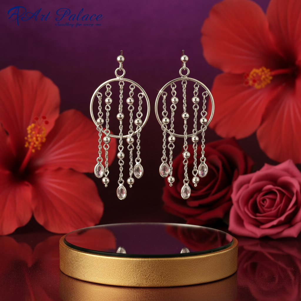 Silver Dangle Earrings for Women | Statement Jewelry