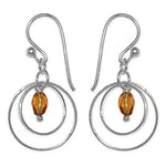 将图像加载到图库查看器中， Silver Dangle Earrings with Amber Stone | Women's Jewelry Gift
