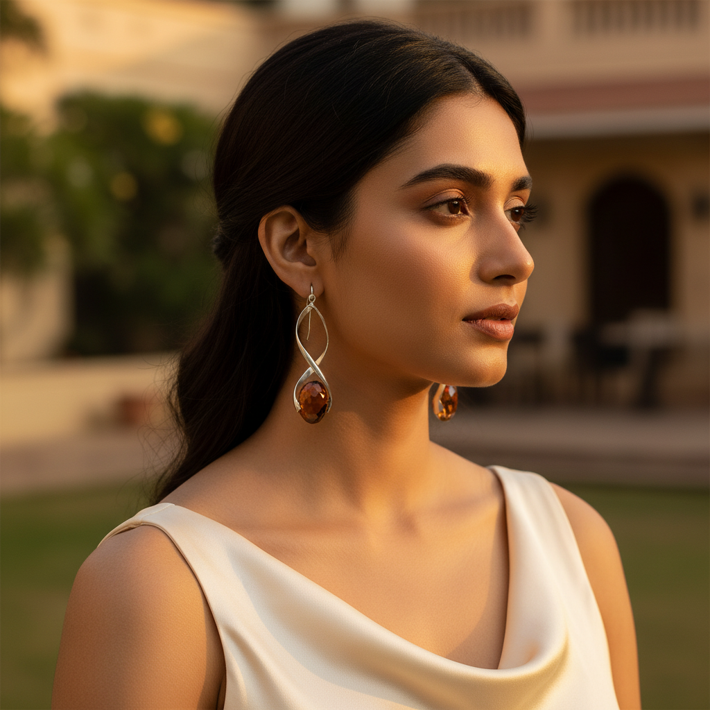 925 Silver Citrine Drop Earrings for Women | Gemstone Jewelry