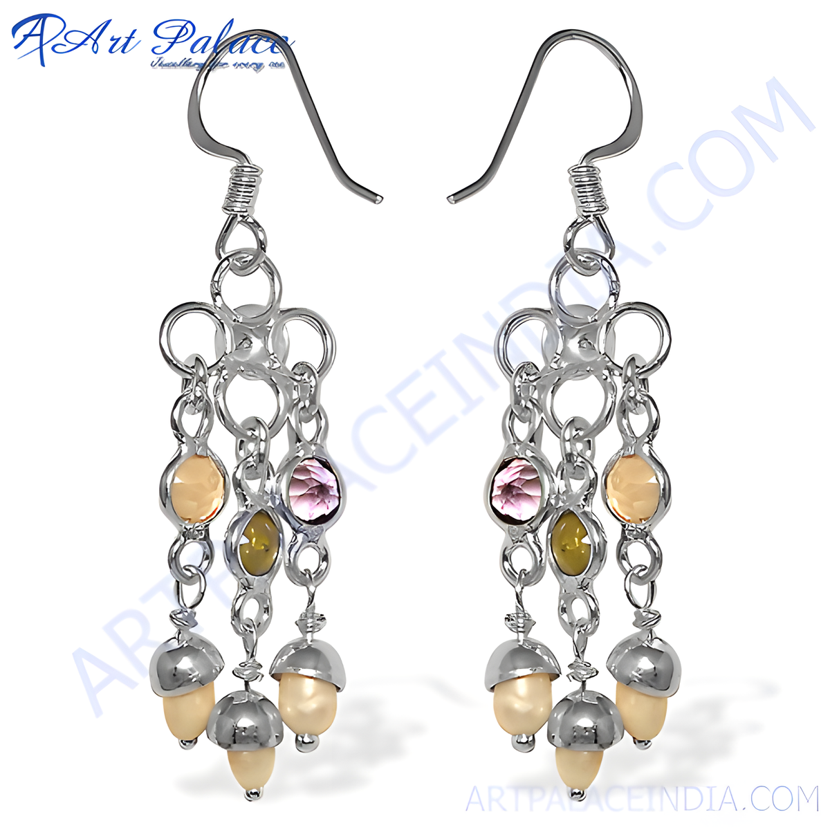 925 sterling silver dangle earrings with gemstones and pearl accents for women