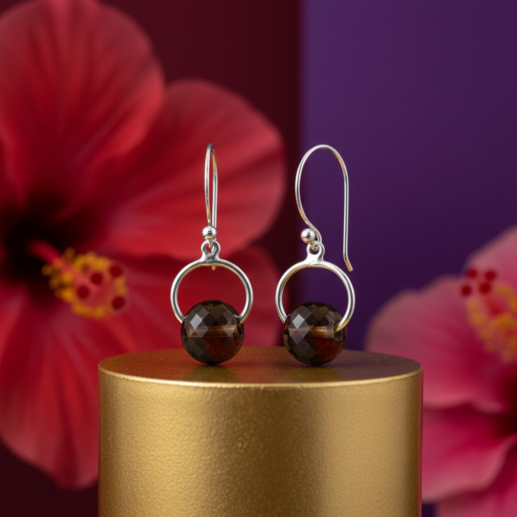 925 Silver Smoky Quartz Earrings for Women | Daily Wear Gift