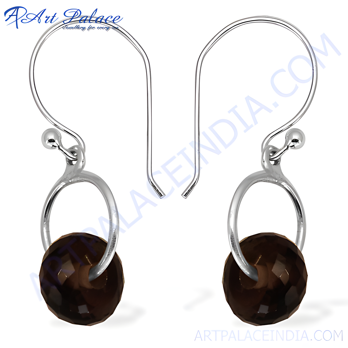 925 sterling silver dangle earrings featuring faceted smoky quartz gemstones