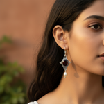 Load image into Gallery viewer, 925 Silver Garnet &amp; Pearl Drop Earrings for Women | Gift
